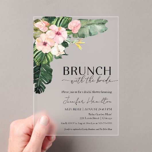 Tropische brunch met het bruid Vrijgezellenfeest Acryl Uitnodigingen (Insitu (Draagbaar))
