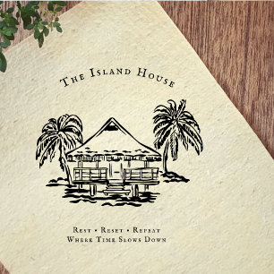 Tropische Bungalow Kustmerk Rubber Stempel
