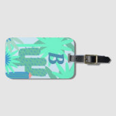 Tropische Cactus en Fauna Green Monogram Bagagelabel (Voorkant (horizontaal))