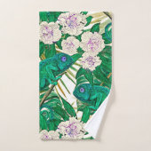 Tropische camellias en kameleons bad handdoek (Handdoek)