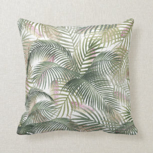 Tropische Caraïbische palm laat Waterverf over Kussen