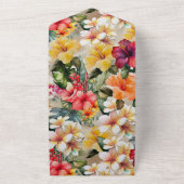 Tropische Champagne Hibiscus Bloemenbruiloft All In One Uitnodiging (Buitenkant)