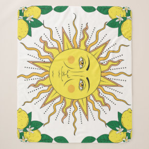 Tropische citroenvruchten, Sun Face. Sherpa Deken