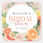 Tropische Citrus Bruiloft Cadeautje Kaars Sticker (Voorkant)