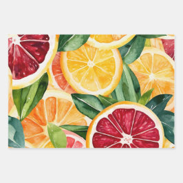 Tropische citrus Oranje fruitschijfjes Inpakpapier Vel