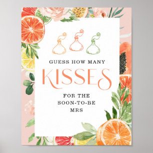 Tropische citrus Vrijgezellenfeest Hoeveel kussen  Poster