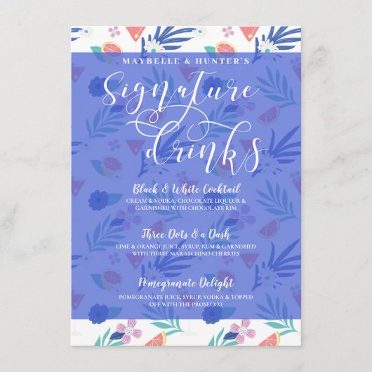 Tropische Citrusvruchten Signature Cocktail Drinke Menu (Voorkant)