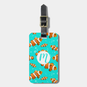 Tropische Clownfish & Bubbles Patroon Bagagelabel