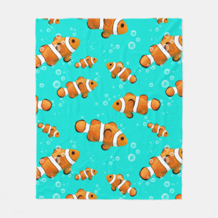 Tropische Clownfish & Bubbles Patroon Fleece Deken