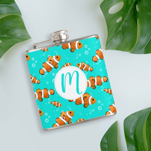 Tropische Clownfish & Bubbles Patroon Heupfles