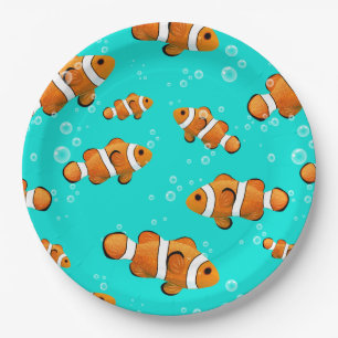 Tropische Clownfish & Bubbles Patroon Papieren Bordje
