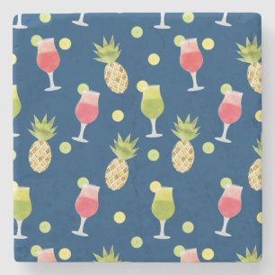 Tropische cocktail en fruitpatroon stenen onderzetter