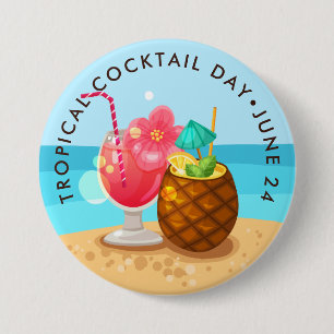 Tropische Cocktails Day, ananas, hibiscus Ronde Button 7,6 Cm