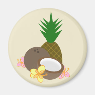 Tropische Coconut Pineappel Hibiscus Magneet