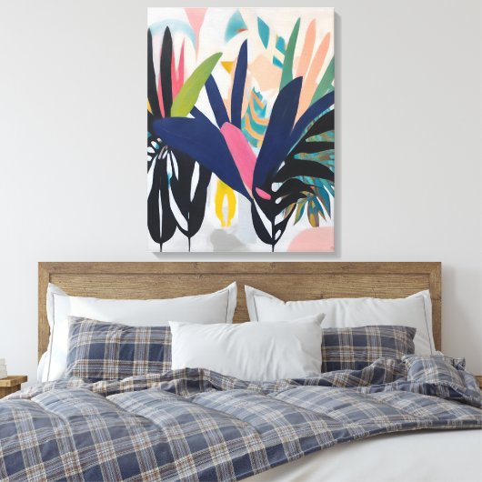 Tropische compositie - gewikkeld canvas print (Insitu (Slaapkamer))