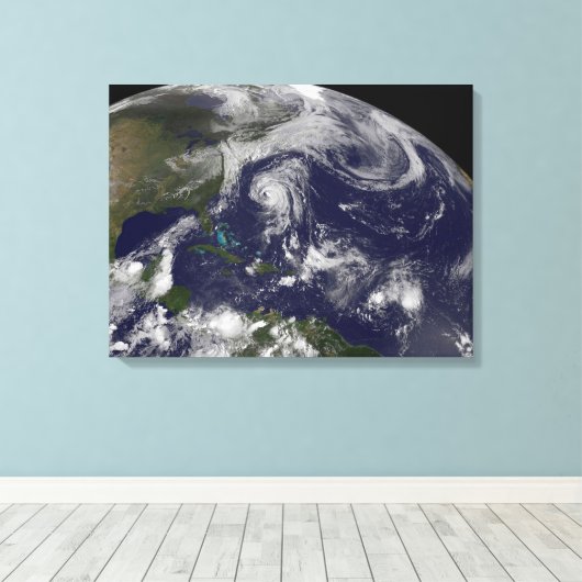 Tropische cyclonen Katia, Lee, Maria en Nate. Canvas Afdruk (Insitu (Houten vloer))