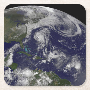 Tropische cyclonen Katia, Lee, Maria en Nate. Vierkante Kartonnen Onderzetter