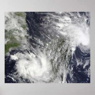 Tropische cycloonen Eric en Fanele Poster