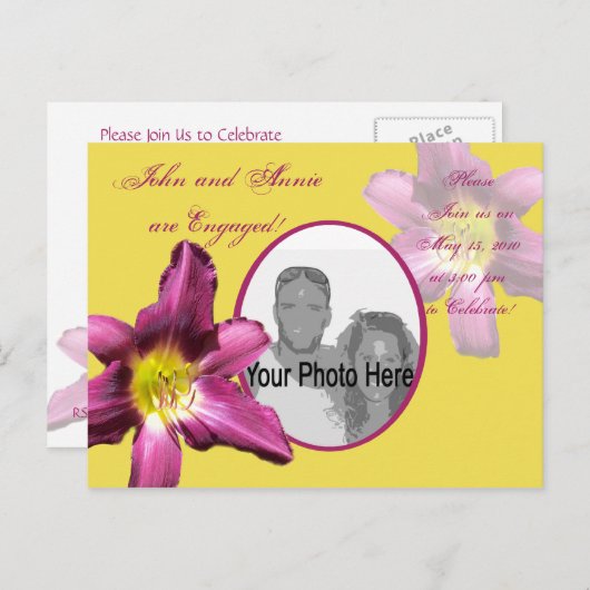 tropische daglelie uitnodiging briefkaart (Voorkant / Achterkant)