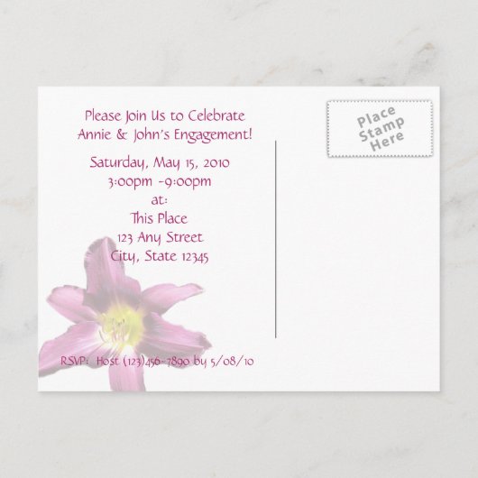 tropische daglelie uitnodiging briefkaart (Achterkant)