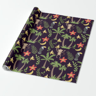 Tropische dieren naadloze patroonaap en ara cadeaupapier
