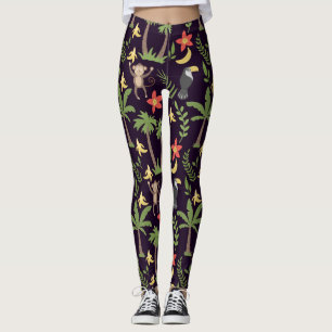 Tropische dieren naadloze patroonaap en ara leggings