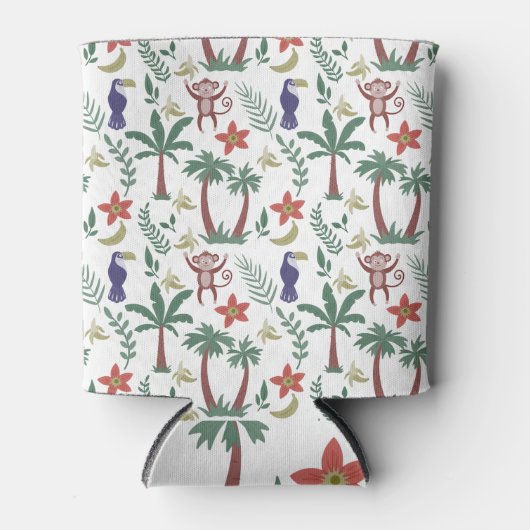 Tropische dieren naadloze patroonara's en aap blikjeskoeler (Voorkant)