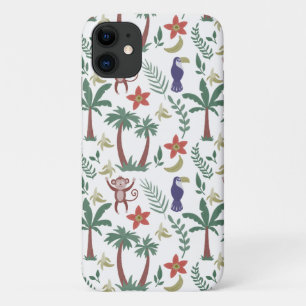 Tropische dieren naadloze patroonara's en aap iPhone 11 hoesje