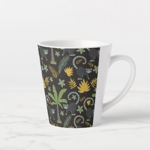 Tropische dieren naadloze patroonpalmboom latte mok