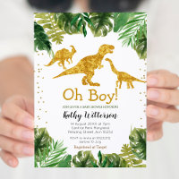 Tropische Dino oh baby baby shower uitnodiging
