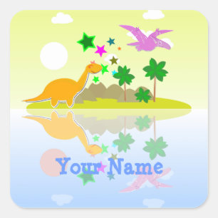 Tropische dinosauriërs Eiland Naam Stickers