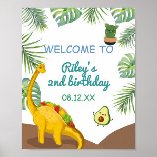 Tropische dinosaurus Tacos Tacosaurus Birthday Poster