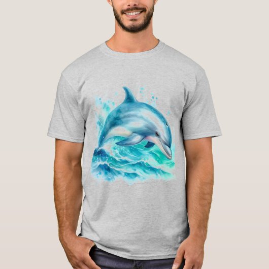 Tropische dolfijn onder het Zee Ocean Surfer Beach T-shirt (Voorkant)
