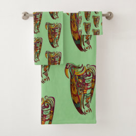 Tropische donkere veer badhanddoek set bad handdoek