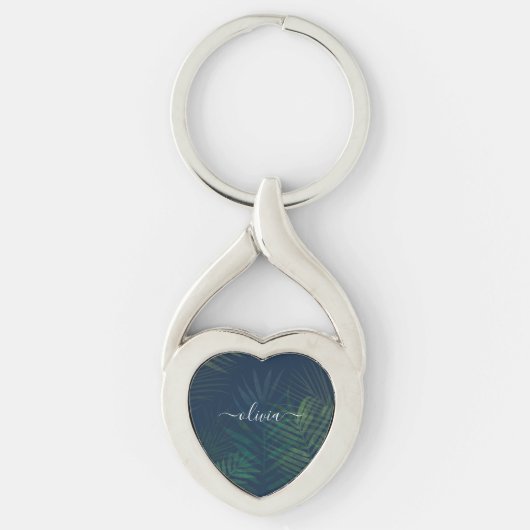 Tropische donkergroene palmbladeren Sleutelhanger  (Voorkant)