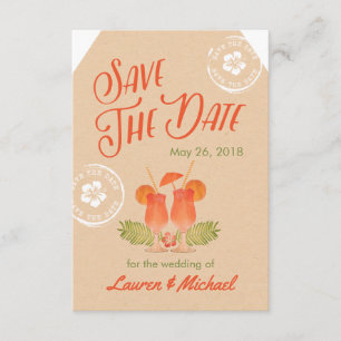 Tropische Drinken Destination Wedding Sla de datum Save The Date