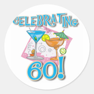 Tropische Drinken vieren 60 Ronde Sticker