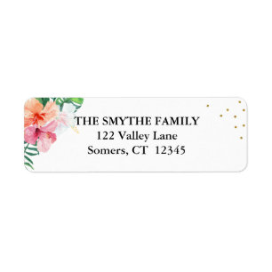 Tropische dromen Hibiscus Flowers Adres label