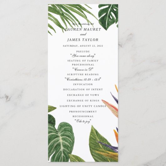 Tropische droom programma (Voorkant)