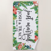 Tropische echtgenote en man, pas getrouwd op maat strandlaken (Voorkant)