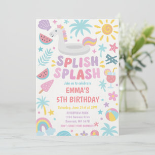 Tropische Eenhoorn Splish Splash Verjaardagsfeest Kaart