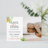 Tropische Eiland Botanische Foto Save The Date Aankondiging (Staand voorkant)
