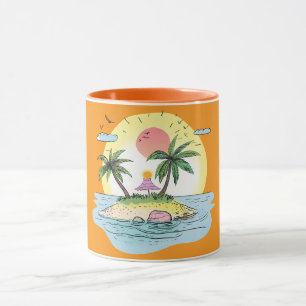 Tropische Eiland Zonsondergang Drinkglas Mok