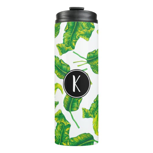 Tropische eilandbladeren | Monogram Thermosbeker (Voorkant)