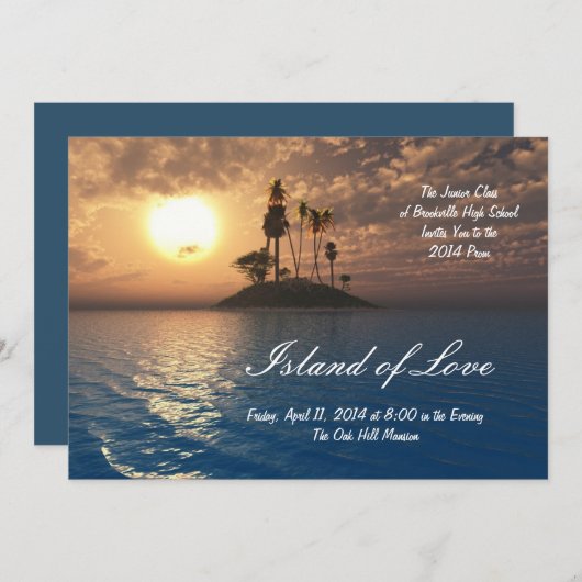 Tropische eilanden Palm Prom-uitnodiging Kaart (Voorkant / Achterkant)