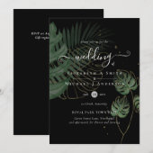 Tropische eilandpalmbladeren strandbruiloft kaart (Voorkant / Achterkant)