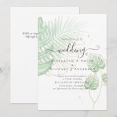 Tropische eilandpalmbladeren strandbruiloft kaart (Voorkant / Achterkant)