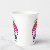 Tropische eilandroze palmboom - Aangepast strand Papieren Bekers (Rechts)