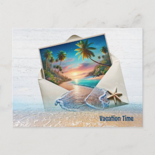 Tropische eilandscène in envelop briefkaart (Voorkant)