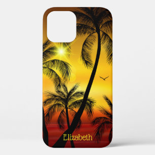 Tropische eilandstrand naam op maat iPhone 12 hoesje
